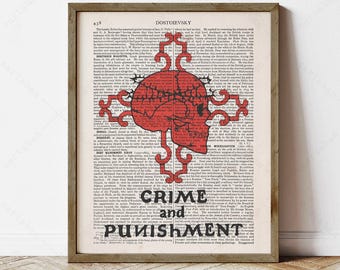 Crime and Punishment Poster, Fyodor Dostoyevsky Book Cover Art (instant digital download)