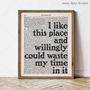 Shakespeare Quote, As You Like It, Reading Nook Decor (instant digital download)