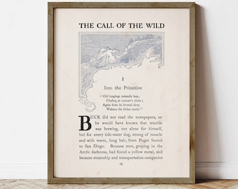 The Call of the Wild, Jack London, book lovers gifts, digital download printable, first page first edition 1903, print locally