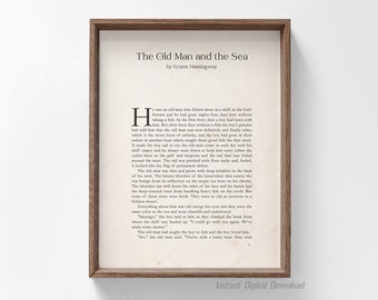 The Old Man and the Sea, Ernest Hemingway First Page (instant digital download)
