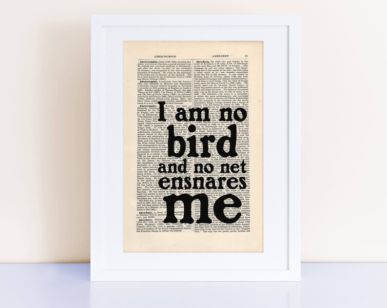 Jane Eyre Quote Print on an Antique Page Charlotte Bronte Etsy