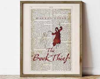 La ladrona de libros de Markus Zusak, póster de portada literaria (descarga digital instantánea)