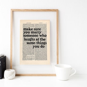 The Catcher in the Rye by JD Salinger quote print on an antique page, make sure you marry someone who laughs at the same things you do image 5