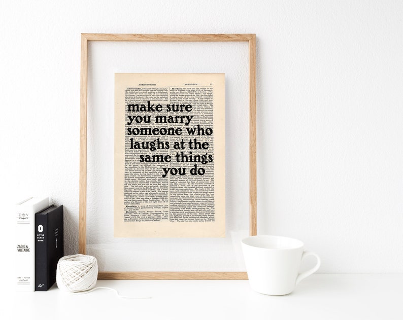 The Catcher in the Rye by JD Salinger quote print on an antique page, make sure you marry someone who laughs at the same things you do image 5
