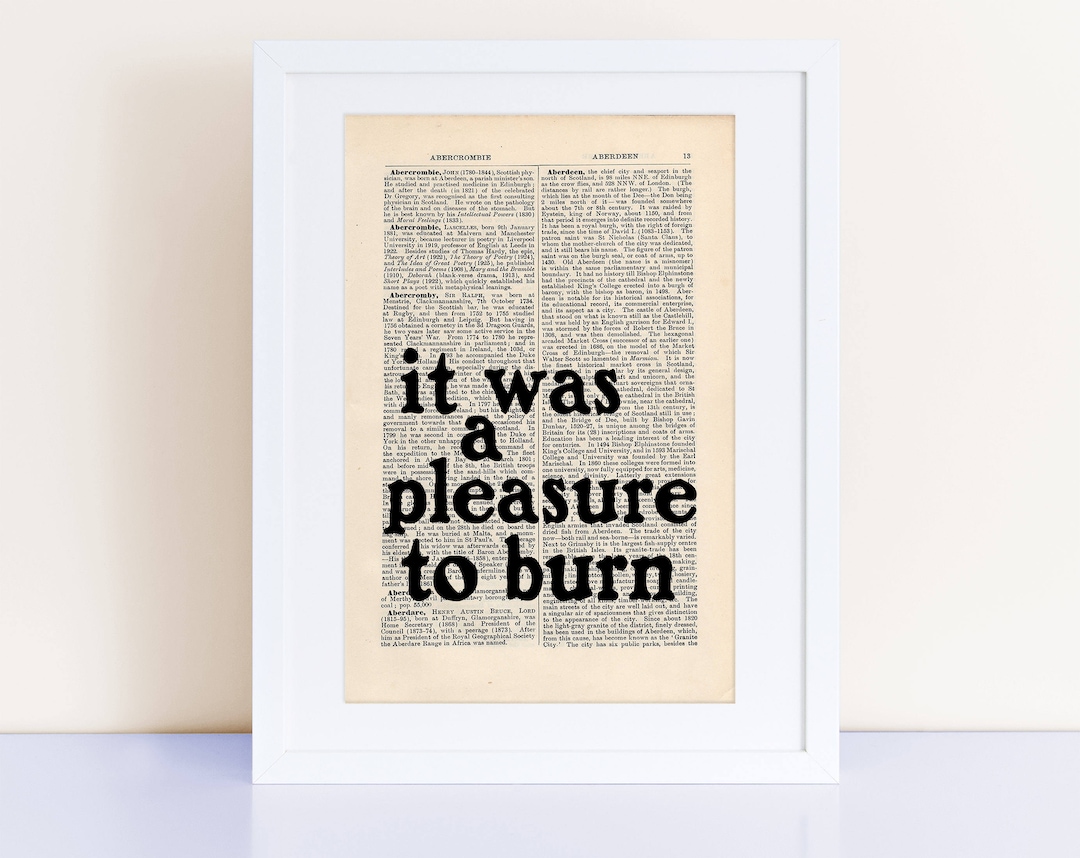 Fahrenheit 451 by Ray Bradbury Quote Print on an Antique Page, First