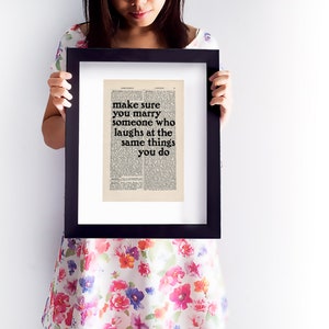 The Catcher in the Rye by JD Salinger quote print on an antique page, make sure you marry someone who laughs at the same things you do image 6