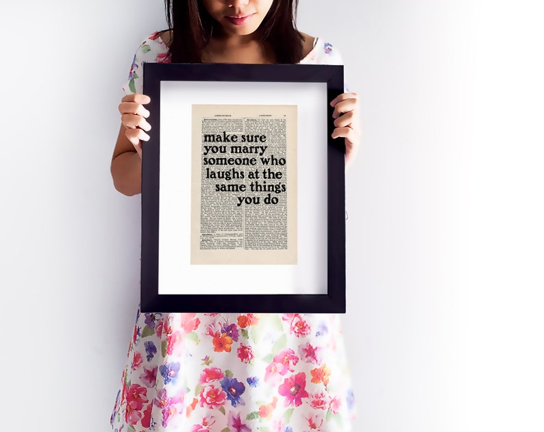 The Catcher in the Rye by JD Salinger quote print on an antique page, make sure you marry someone who laughs at the same things you do image 6