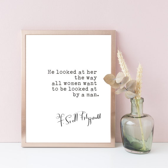 The Great Gatsby Book Page Art He Looked At Her Print Quote
