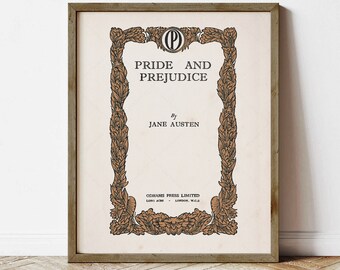 Pride and Prejudice by Jane Austen, 1930s Title Page Poster, digital download