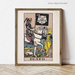 Death Tarot Card, sofortiger digitaler Download, lokale Druckqualität, Tarot Poster Geschenke, RiderWaite Smith Deck 1909, Major Arcana