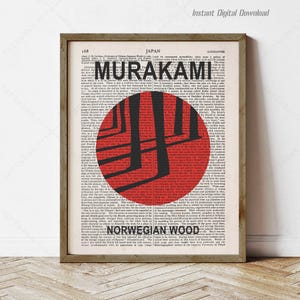 Norwegian Wood by Haruki Murakami, instant download, wall art reading nook decor gifts, print locally, book cover art poster, Murakami gifts