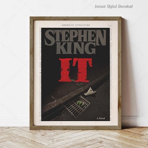 IT de Stephen King, descarga instantánea, portadas de libros, impresión local, regalos para amantes de los libros, regalos decorativos para rincones de lectura, decoración del hogar