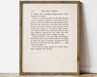 The Great Gatsby by F Scott Fitzgerald, book lovers gifts, digital download printable, last page first edition 1925, print locally