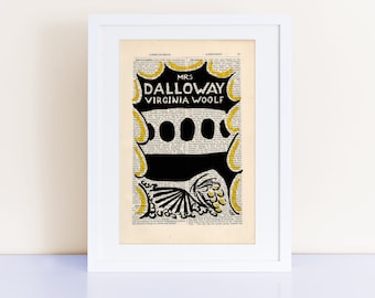 Mrs. Dalloway by Virginia Woolf Print on an antique page, book cover art