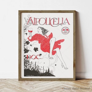 Valpolicella DOC, póster imprimible de descarga digital instantánea, impresión local, regalos de vino, regalos de Italia, vino italiano, Vino Valpolicella