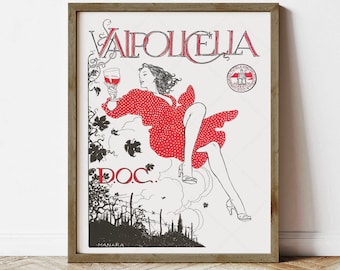 Valpolicella DOC, instant digital download printable poster, print locally, Wine gifts, Italy gifts, Italian Wine, Vino Valpolicella
