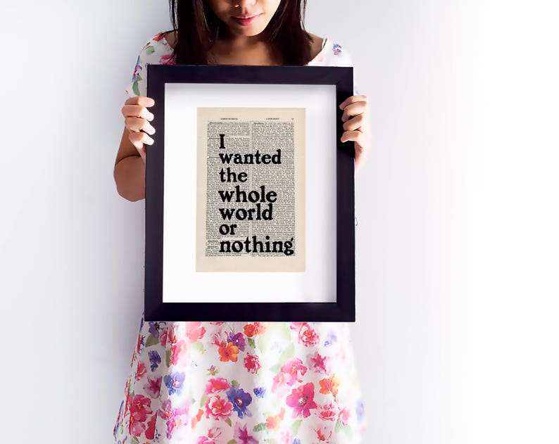 Charles Bukowski Post Office Quote Print on an antique page, I wanted the whole world or nothing, book lovers gifts image 6