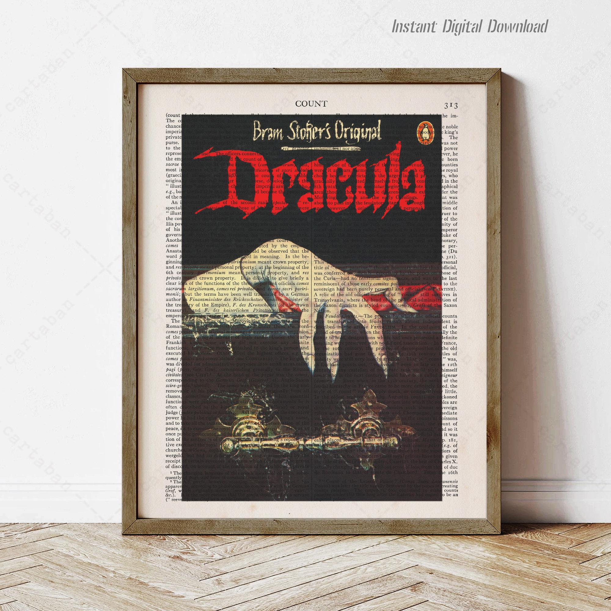Dracula by Bram Stoker, instant download, literary art poster, print locally, bookworm gifts, reading nook decor gifts, halloween horror