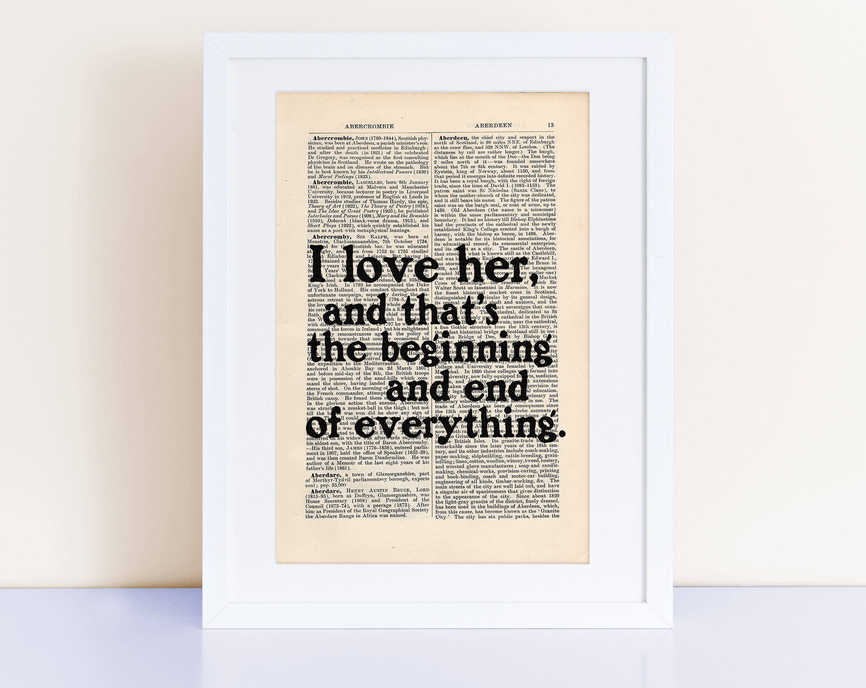 F Scott Fitzgerald Quote Print On An Antique Page I Love Her Etsy