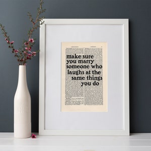 The Catcher in the Rye by JD Salinger quote print on an antique page, make sure you marry someone who laughs at the same things you do image 7