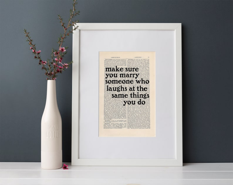 The Catcher in the Rye by JD Salinger quote print on an antique page, make sure you marry someone who laughs at the same things you do image 7