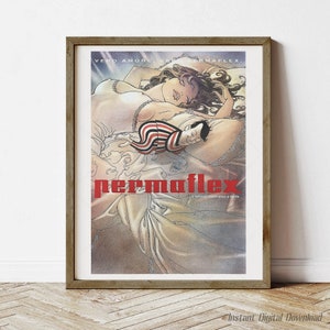 Pubblicità Permaflex, poster stampabile con download digitale immediato, stampa locale, regali Italia, pubblicità italiana, il famoso materasso a molle