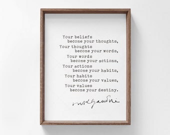 Mahatma Gandhi Quote, Motivation Poster, digital download print, Inspirational Motivational Print, Gandhi Quotes