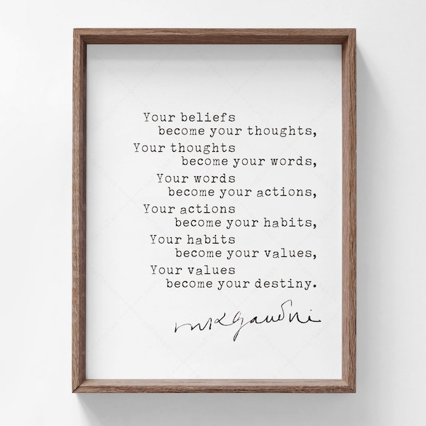 Mahatma Gandhi Quote, Motivation Poster, digital download print, Inspirational Motivational Print, Gandhi Quotes