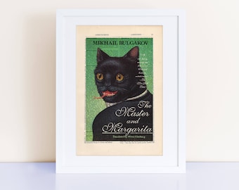 The Master and Margarita by Mikhail Bulgakov Print on an antique page, book cover art, book lovers gifts