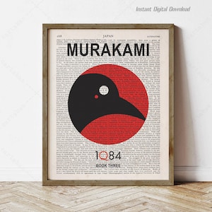 1Q84 by Haruki Murakami, instant download, wall art reading nook decor gifts, print locally, book cover art poster, Murakami fandom