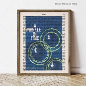 A Wrinkle in Time by Madeleine L'Engle, book cover art 1962, instant download, print locally, reading nook decor wall art gifts, home decor