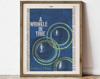 A Wrinkle in Time by Madeleine L&#39;Engle, book cover art 1962, instant download, print locally, reading nook decor wall art gifts, home decor