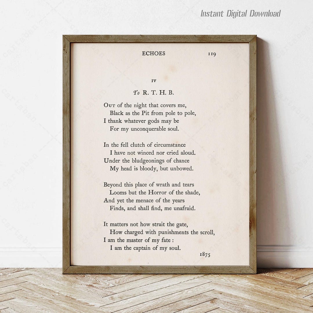 Invictus Pdf Invictus Poem by William Ernest Henley (instant Digital Download) - Etsy