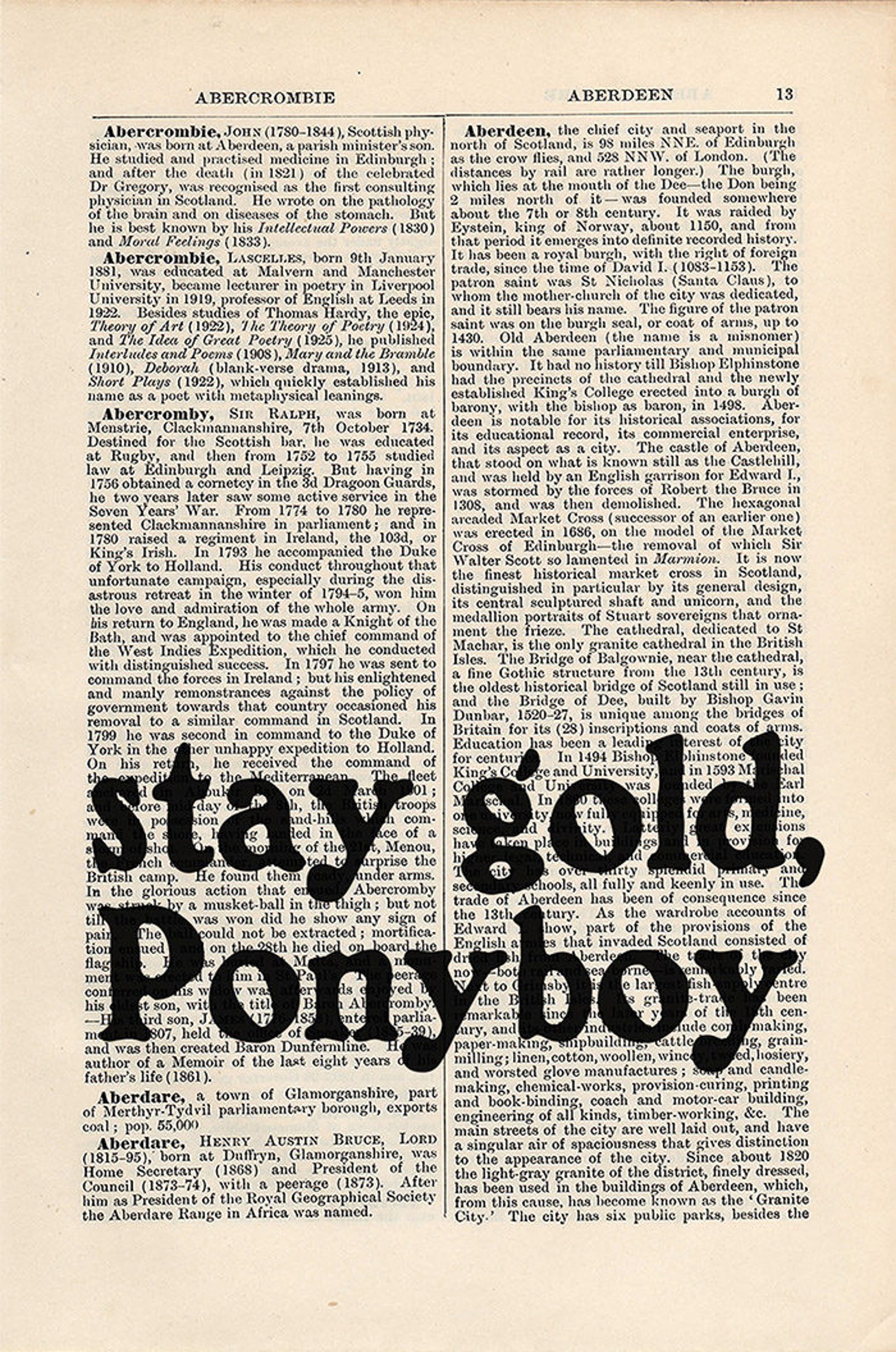 Stay Gold Ponyboy SE Hinton Quote Print On An Antique Page Etsy Il 1588xN.1294501450 Kpk2