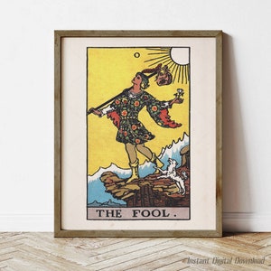 Carta del Tarot El Loco, descarga digital instantánea, impresión local, póster de Tarot para regalar, baraja Rider Waite Smith de 1909
