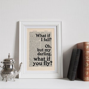 What if I fall Oh, but my darling, what if you fly ... Erin Hanson Quote Print on an antique page, Quote Poster image 2