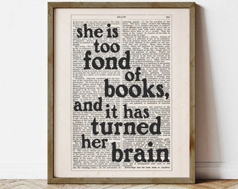 Citaat van Louisa May Alcott, ze is te dol op boeken (directe digitale download)