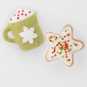 Set di modelli PDF per decorazioni natalizie con cioccolata calda e biscotti di zucchero - Calendario dell'Avvento in feltro aggiuntivo fai da te