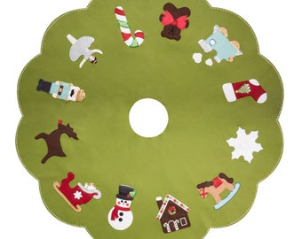 Tree Skirt Pattern - Christmas Favorites - Felt Sewing - Sequin Beads - Instant Download DIY