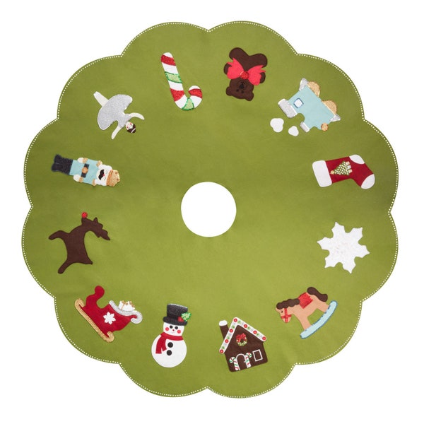 Tree Skirt Pattern - Christmas Favorites - Felt Sewing - Sequin Beads - Instant Download DIY
