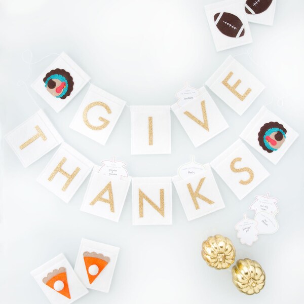 Thanksgiving Pennant Banner - Pattern - Give Thanks Countdown - Fall Autumn Decoration DIY