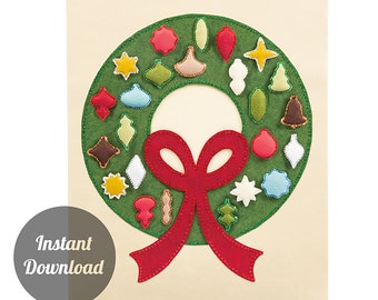 Christmas Advent Calendar Pattern - Countdown Wreath -  "Carol of the Bells with 24 Vintage Ornaments" DIY