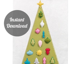 Christmas Tree Advent Calendar Pattern - Modern Countdown - 'Joyful and Triumphant with 24 Vintage Ornaments' DIY