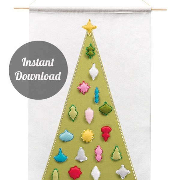 Christmas Tree Advent Calendar Pattern - Modern Countdown - 'Joyful and Triumphant with 24 Vintage Ornaments' DIY