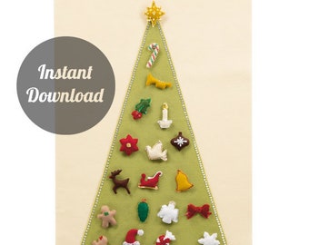 Countdown to Christmas - Pattern - Christmas Countdown - Modern Christmas Tree - Joyful and Triumphant with 24 Treasured Character Ornaments