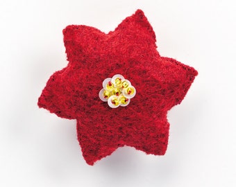 Poinsettia Flower - Individual Ornament - Felt Advent Calendar - PDF Pattern, Instructions, & Stitch Guide