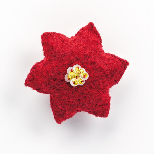 Poinsettia Flower - Individual Ornament - Felt Advent Calendar - PDF Pattern, Instructions, & Stitch Guide