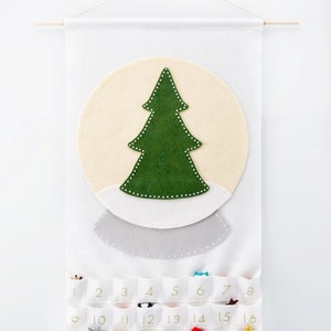 Felt Advent Calendar Pattern Snow globe Countdown Into the Woods with 24 Woodland Animal Ornaments DIY image 2