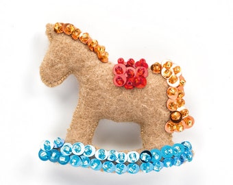 DIY Rocking Horse Pattern - Wooden Brass Antique Rocking Horses - Horse Charm Jewelry - Christmas Ornament - Advent Calendar
