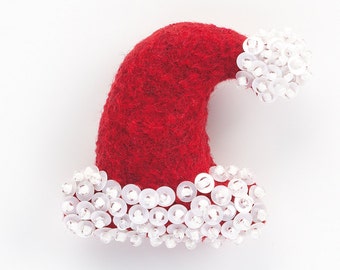 Santa's Hat - Individual Ornament - Felt Advent Calendar - PDF Pattern, Instructions, & Stitch Guide